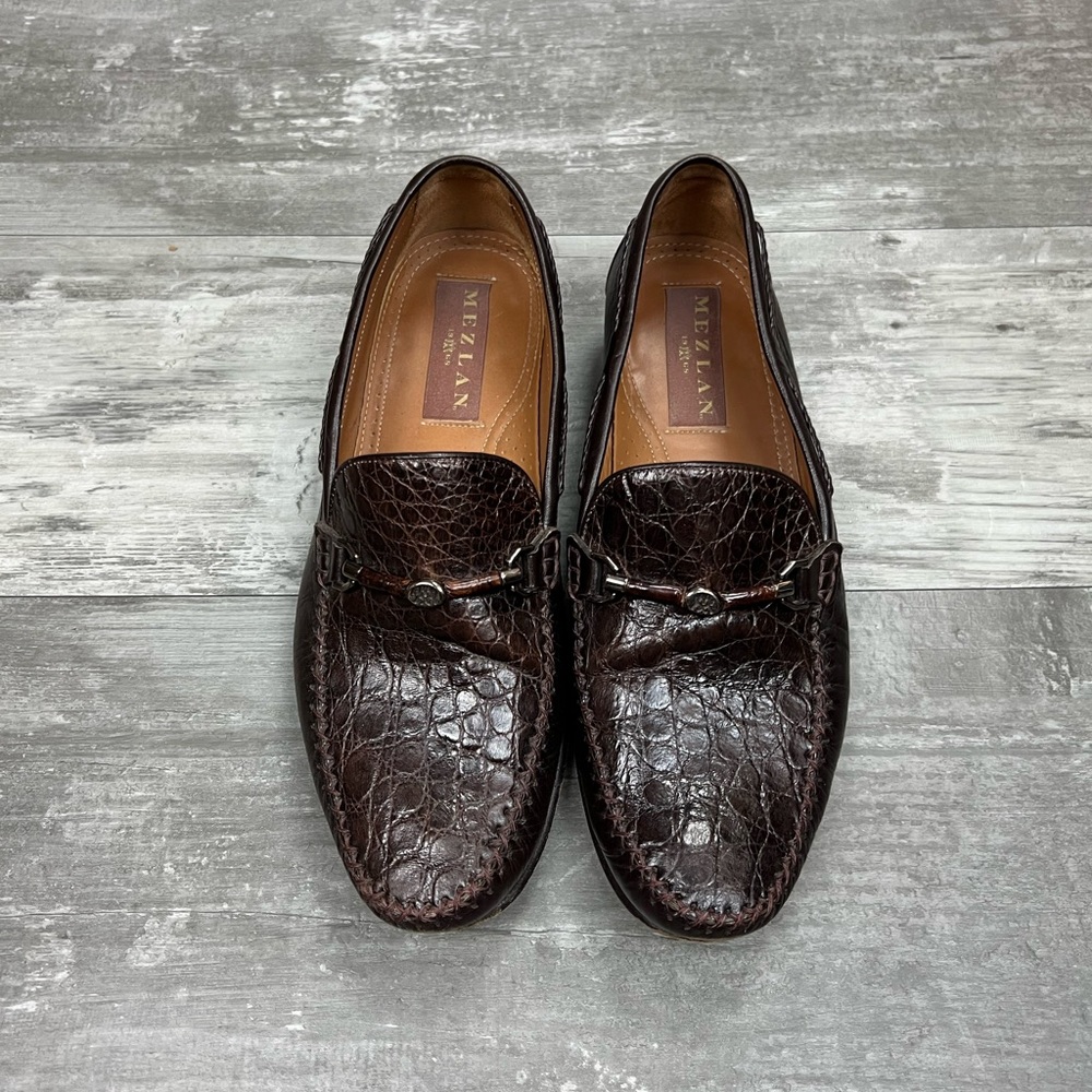 Mezlan Brown Crocodile Loafers 9.5 M - Picture 2 of 10
